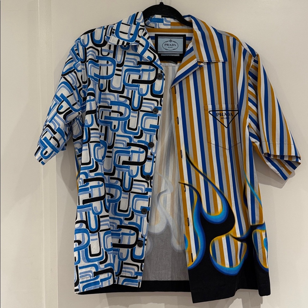 Prada Blue and Orange Graphic Shirt